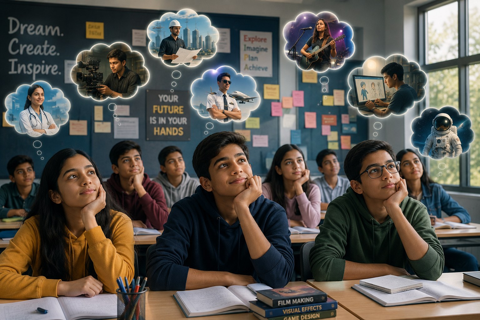 Students dreaming of their future careers